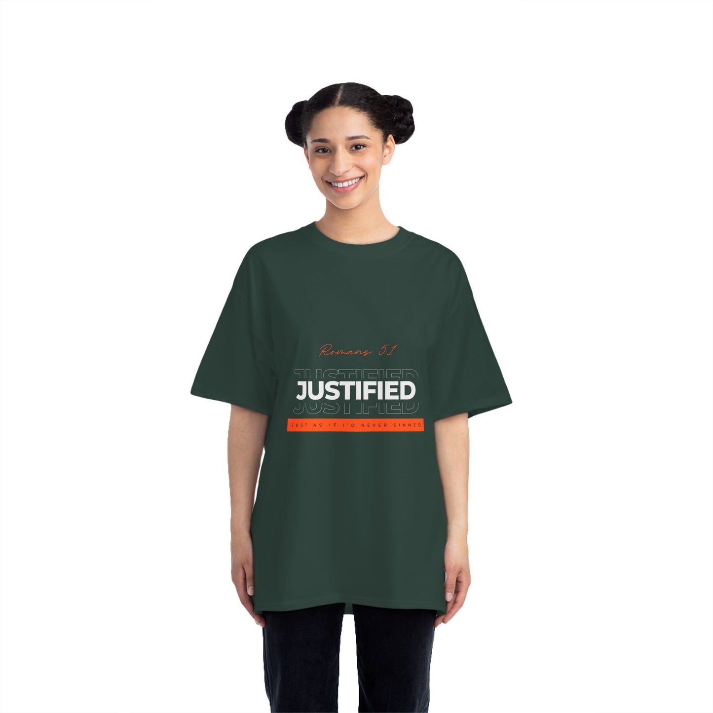 Justified in Christ – Romans 5:1 Forest green Beefy-T®