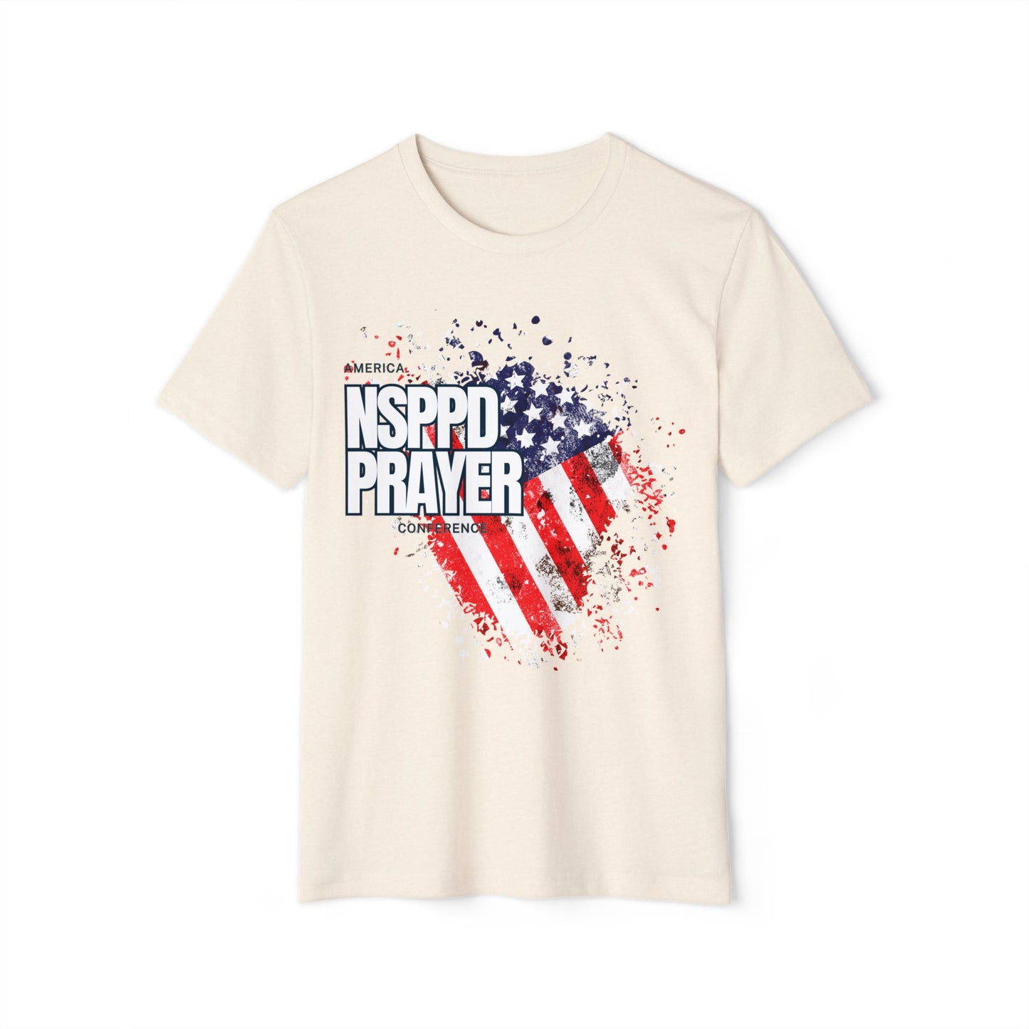 Patriotic Prayer T-Shirt, Unisex Organic Tee, Eco-Friendly Shirt, NSPPD Prayer Apparel, USA Flag Design Wear