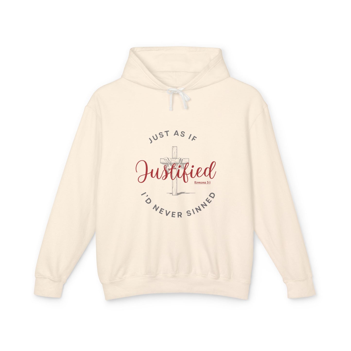 Justified  Ivory Unisex Lightweight Hooded Sweatshirt