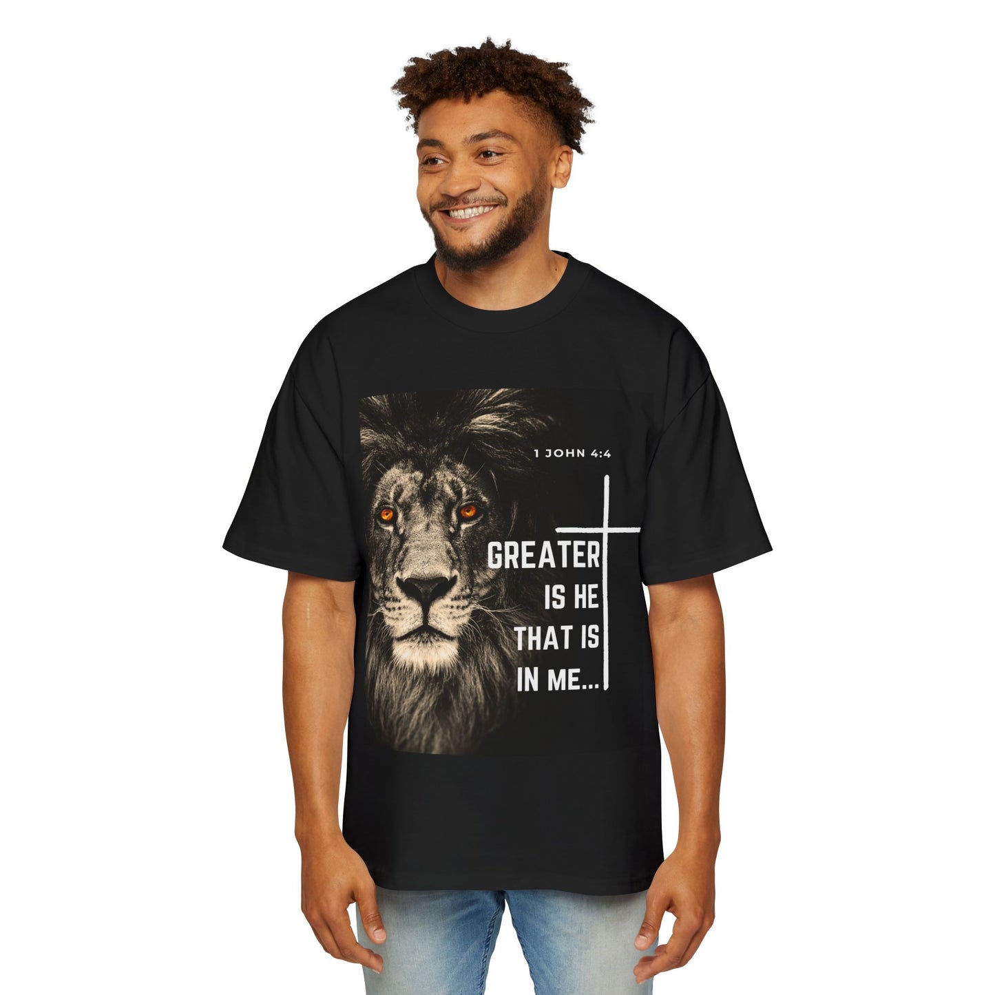 Greater is HE...than he. Men's Heavy Oversized Tee