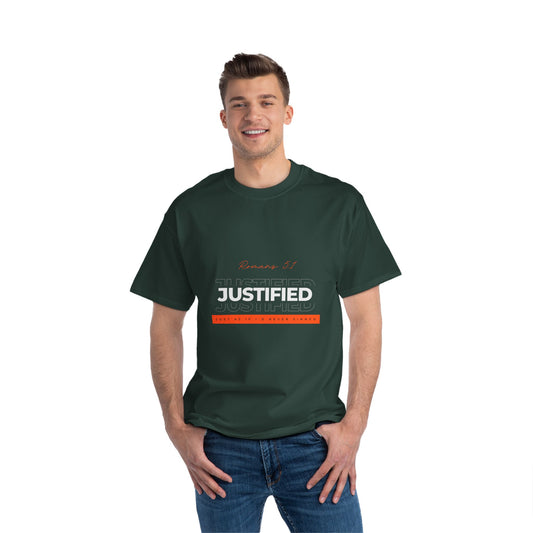 Justified in Christ – Romans 5:1  Forest green Beefy-T®